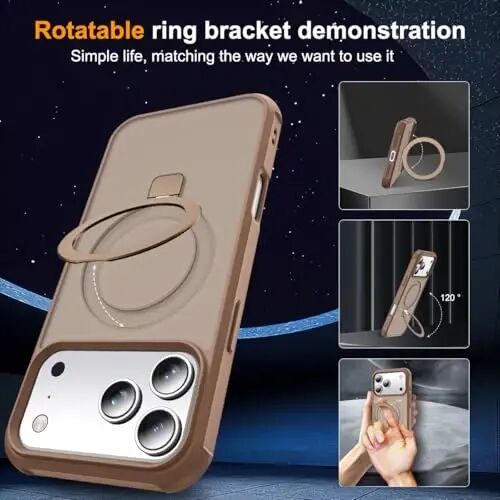 SKYLMW Compatible with iPhone 18 Pro Case with Stand,Desert Brown | iPhone 18 Pro Phone Case 6.3