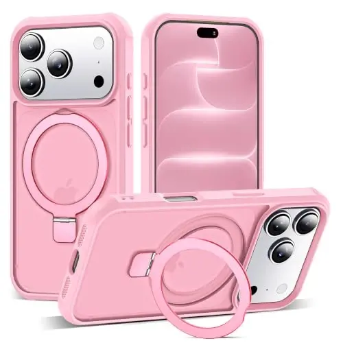 SKYLMW Compatible with iPhone 18 Pro Case with Stand,Pink | iPhone 18 Pro Phone Case 6.3