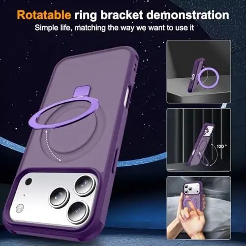 SKYLMW Compatible with iPhone 18 Pro Case with Stand,Purple | iPhone 18 Pro Phone Case 6.3