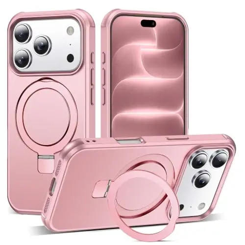 SKYLMW Compatible with iPhone 18 Pro Case with Stand,Rose Gold | iPhone 18 Pro Phone Case 6.3