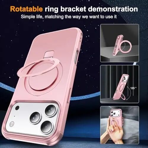 SKYLMW Compatible with iPhone 18 Pro Case with Stand,Rose Gold | iPhone 18 Pro Phone Case 6.3