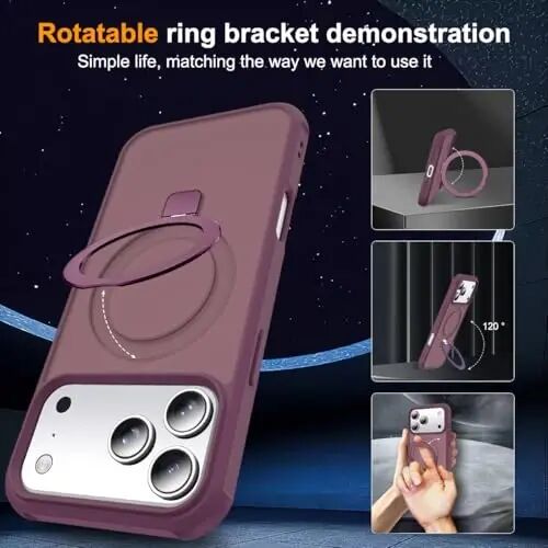 SKYLMW Compatible with iPhone 18 Pro Max Case with Stand,Burgundy | iPhone 18 Pro Max Phone Case 6.9