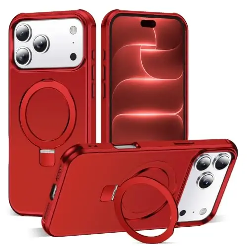 SKYLMW Compatible with iPhone 18 Pro Max Case with Stand,Red | iPhone 18 Pro Max Phone Case 6.9