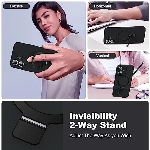 SKYLMW Designed for iPhone 11 Case with Magnetic Invisible Stand Compatible with Mag-Safe Military Drop Tested Shockproof Silicone Phone Cases for Women Men 6.1'', Black - SKYLMW (1)
