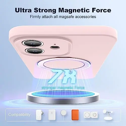 SKYLMW Designed for iPhone 12 Case with Magnetic Invisible Stand Compatible with Mag-Safe Military Drop Tested Shockproof Silicone Phone Cases Covers for Women Men 6.1'',Pink - 3