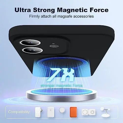 SKYLMW Designed for iPhone 12 Case with Magnetic Invisible Stand Compatible with Mag-Safe Military Drop Tested Shockproof SiliconePhone Cases Covers for Women Men 6.1'', Black - 3
