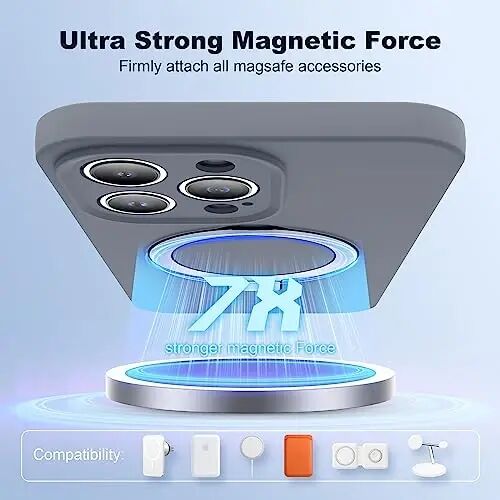 SKYLMW Designed for iPhone 12 Pro Case with Magnetic Invisible Stand Compatible with Mag-Safe Military Drop Tested Shockproof Silicone Phone Cases Covers for Women Men 6.1'', Grey - 3