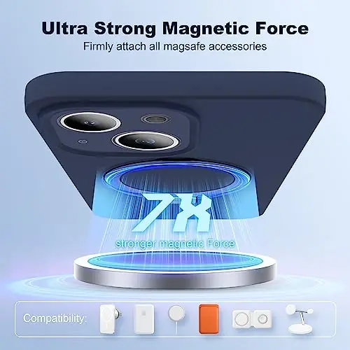 SKYLMW Designed for iPhone 14 Plus Case with Magnetic Invisible Stand Compatible with Mag-Safe Military Drop Tested Shockproof Silicone Phone Cases for Women Men 6.7'',Dark Blue - 3
