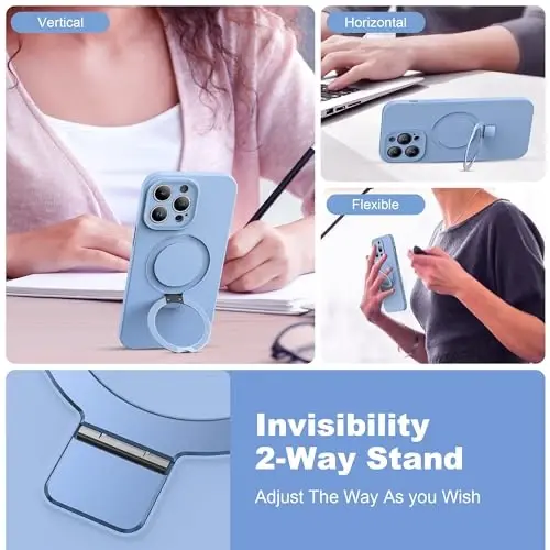 SKYLMW Designed for iPhone 14 Pro Max Case with Magnetic Invisible Stand Compatible with Mag-Safe Military Drop Tested Shockproof Silicone Phone Cases for Women Men 6.7'', Blue 251009 - 2