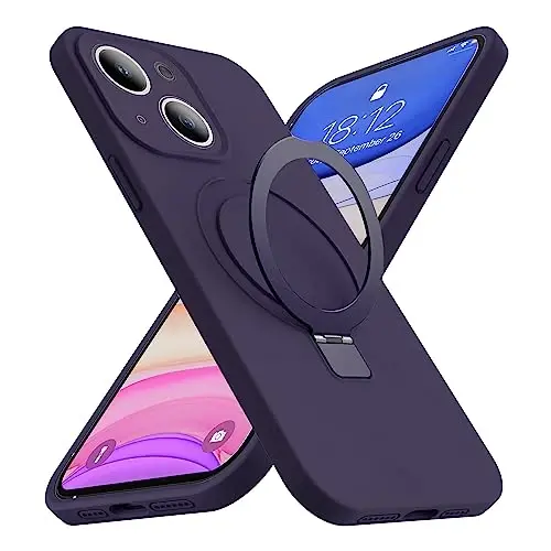 SKYLMW Designed for iPhone 14 Pro Max Case with Magnetic Invisible Stand Compatible with Mag-Safe Military Drop Tested Shockproof Silicone Phone Cases for Women Men 6.7'', Purple - SKYLMW