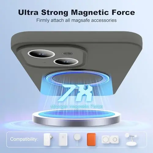 SKYLMW Designed for iPhone 15 Case with Magnetic Invisible Stand Compatible with MagSafe Military Drop Tested Shockproof Liquid Silicone iPhone 15 Phone Cases for Women Men 6.1'' 2023, L-Grey - 3