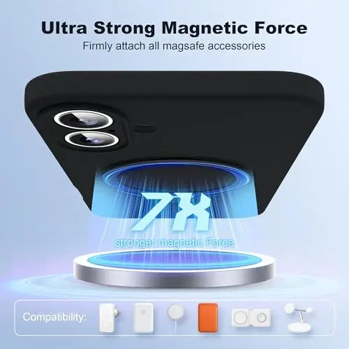 SKYLMW Designed for iPhone 16 Case with Magnetic Invisible Stand Compatible with Mag-Safe Military Drop Tested Shockproof Silicone Phone Cases for Women Men 6.1'', Black 251009 - 4