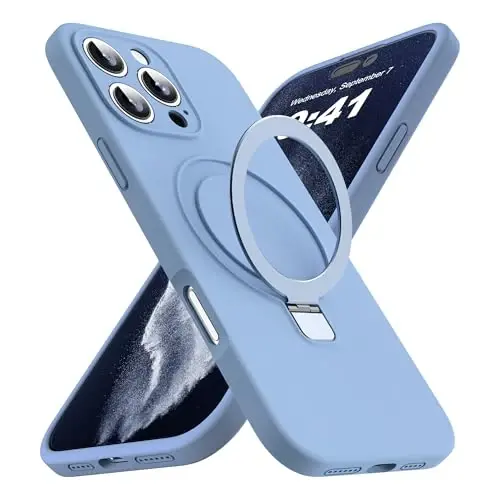 SKYLMW Designed for iPhone 16 Pro Max Case with Magnetic Invisible Stand Compatible with Mag-Safe Military Drop Tested Shockproof Silicone Phone Cases for Women Men 6.9'', Blue 251009 