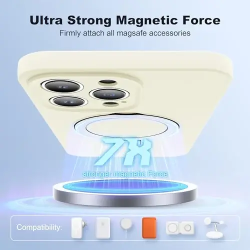 SKYLMW for iPhone 15 Pro Max Case with Magnetic Invisible Stand Compatible with MagSafe Military Drop Tested Shockproof Liquid Silicone iPhone 15 Pro Max Phone Cases for Women Men 6.7'' 2023,White - 3