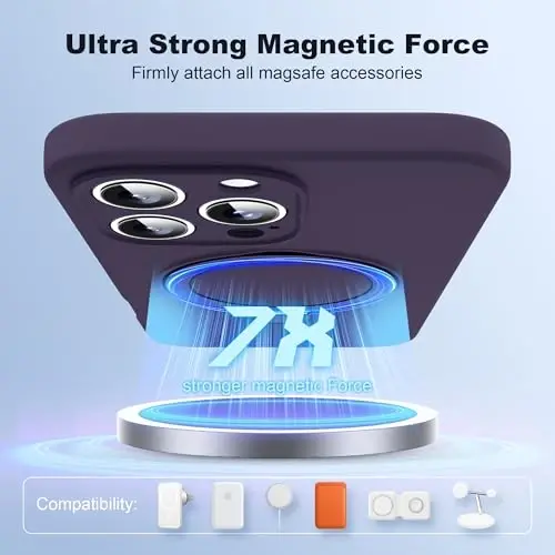 SKYLMW Designed foriPhone 16 Pro Case with Compatible with Mag-Safe Military Drop Tested Shockproof SiliconeiPhone 16 Pro Phone Cases for Women Men 6.3'', Purple - 3