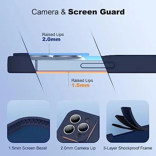 SKYLMW for iPhone 13 Pro Max Case with Magnetic Invisible Stand Compatible with Mag-Safe Military Drop Tested Shockproof Silicone Phone Cases for Women Men 6.7'' Dark Blue - 4