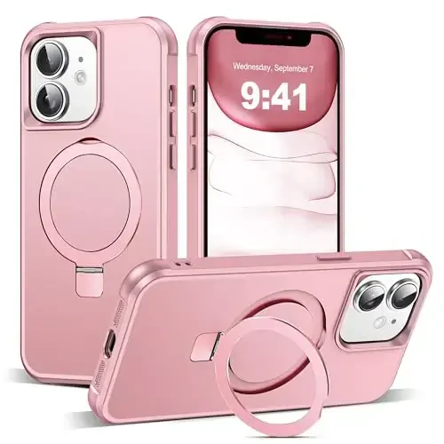SKYLMW Compatible with iPhone 11 Case with Invisible Magnetic O-Ring Stand Military-Grade Case for iPhone 11 6.1