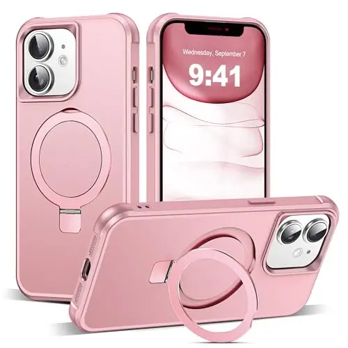 SKYLMW Compatible with iPhone 11 Case with Invisible Magnetic O-Ring Stand Military-Grade Case for iPhone 11 6.1