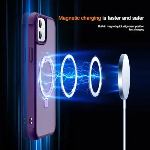 SKYLMW Compatible with iPhone 11 Case with Invisible Magnetic O-Ring Stand Military-Grade Translucent Case for iPhone 11 6.1