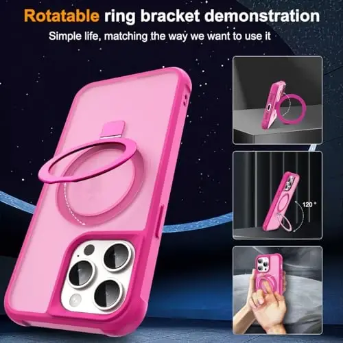 SKYLMW Compatible with iPhone 11 Pro Max Case with Invisible Magnetic O-Ring Stand Military-Grade Translucent Case for iPhone 11 ProMax 6.5
