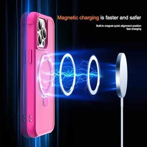 SKYLMW Compatible with iPhone 11 Pro Max Case with Invisible Magnetic O-Ring Stand Military-Grade Translucent Case for iPhone 11 ProMax 6.5