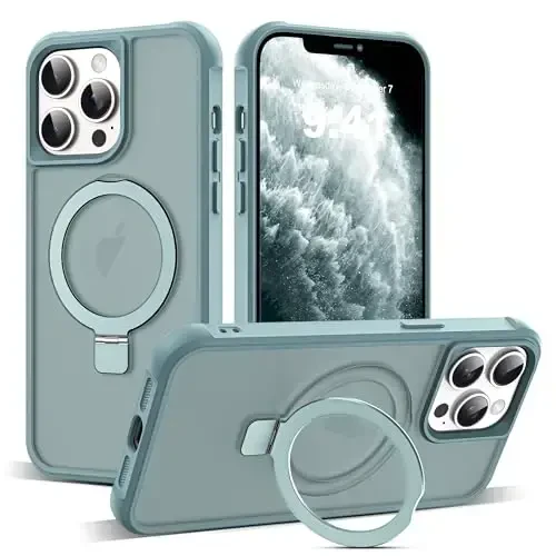 SKYLMW iPhone 11 Pro Max uchun g'ilof, ko'rinmas magnit O-Ring stend bilan, harbiy darajadagi yarim shaffof g'ilof iPhone 11 ProMax 6.5