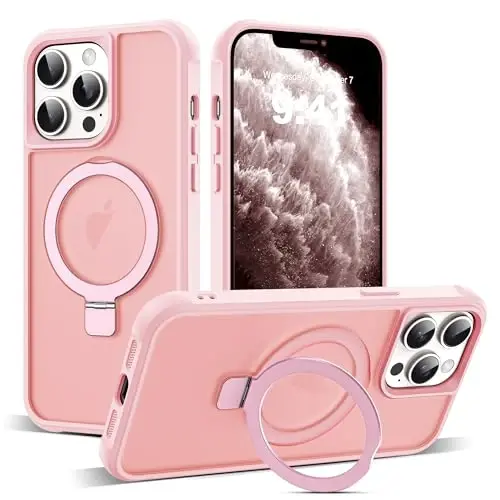 SKYLMW iPhone 11 Pro Max uchun g'ilof, ko'rinmas magnit O-Ring stend bilan, harbiy darajadagi yarim shaffof g'ilof iPhone 11 ProMax 6.5