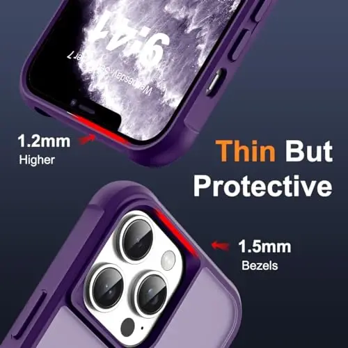 SKYLMW iPhone 11 Pro Max uchun mos keladigan g'ilof, ko'rinmas magnit O-Ring stendli, harbiy standartdagi yarim shaffof g'ilof iPhone 11 ProMax 6.5