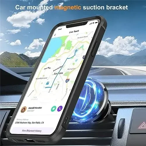 SKYLMW iPhone 11 uchun g'ilof, ko'rinmas magnit O-Ring stend bilan, harbiy darajadagi shaffof g'ilof iPhone 11 6.1