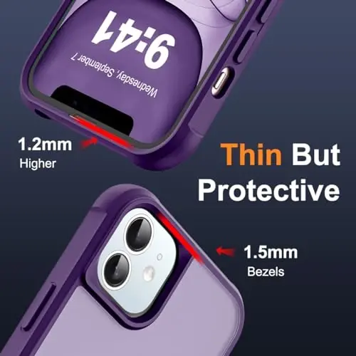 SKYLMW iPhone 11 uchun g'ilof, ko'rinmas magnit O-Ring stendli, harbiy standartdagi shaffof g'ilof iPhone 11 6.1
