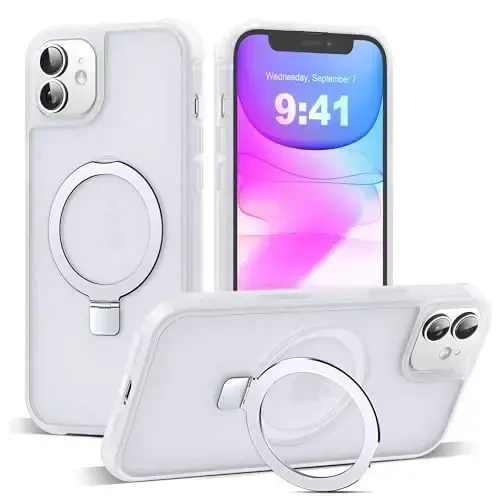 SKYLMW iPhone 11 uchun g'ilof, ko'rinmas magnitli halqali stend bilan, harbiy darajadagi telefon g'ilofi iPhone 11 6.1
