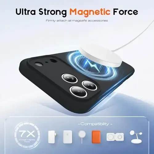 SKYLMW iPhone 11 uchun mo'ljallangan g'ilof, magnitli ko'rinmas stend bilan, Mag-Safe bilan mos, harbiy tomchilatib sinovdan o'tgan zarbga chidamli silikon telefon g'iloflari ayollar va erkaklar uchun 6.1'', qora - 10