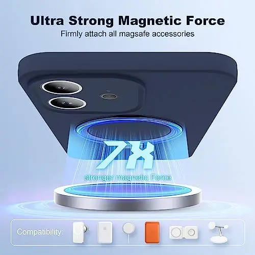 SKYLMW iPhone 11 uchun mo'ljallangan g'ilof, magnitli ko'rinmas stend bilan, Mag-Safe bilan mos, harbiycha tomchiga chidamli, zarbaga chidamli silikon iPhone 11 telefon g'iloflari ayollar va erkaklar uchun 6.1