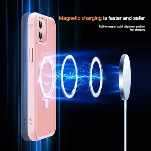 SKYLMW iPhone 12 Case & iPhone 12 Pro Case bilan mos keladi, Ko'rinmas Magnit O-Ring Stand Translucent Phone Cases 6.1