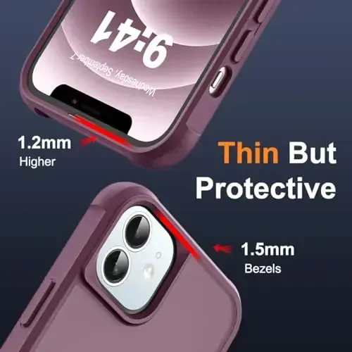 SKYLMW iPhone 12 Case & iPhone 12 Pro Case bilan mos keladi, Ko'rinmas Magnit O-Ring Standli Yarim Shaffof Telefon G'iloflari 6.1