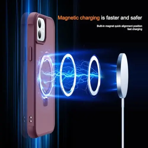 SKYLMW iPhone 12 Case & iPhone 12 Pro Case bilan mos keladi, Ko'rinmas Magnit O-Ring Standli Yarim Shaffof Telefon G'iloflari 6.1