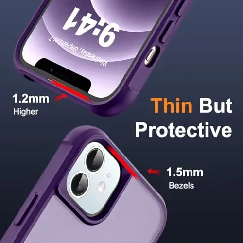 SKYLMW iPhone 12 Case & iPhone 12 Pro Case bilan mos keladi, ko'rinmas magnit O-Ring stendli yarim shaffof telefon g'iloflari 6.1