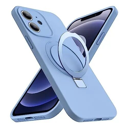 SKYLMW Designed for iPhone 12 Case with Magnetic Invisible Stand Compatible with Mag-Safe Military Drop Tested Shockproof Silicone Phone Cases Covers for Women Men 6.1'', Blue - SKYLMW