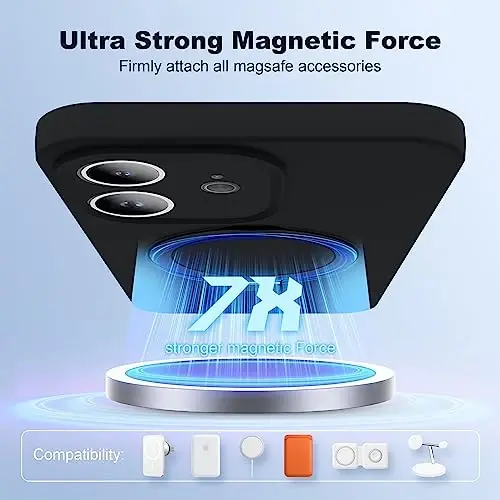 SKYLMW Designed for iPhone 12 Case with Magnetic Invisible Stand Compatible with Mag-Safe Military Drop Tested Shockproof SiliconePhone Cases Covers for Women Men 6.1'', Black - 3