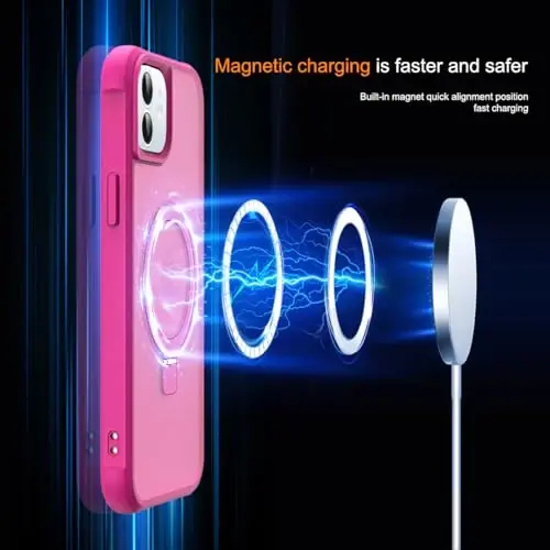 SKYLMW Compatible with iPhone 12 Case & iPhone 12 Pro Case with Invisible Magnetic O-Ring Stand Translucent Phone Cases 6.1