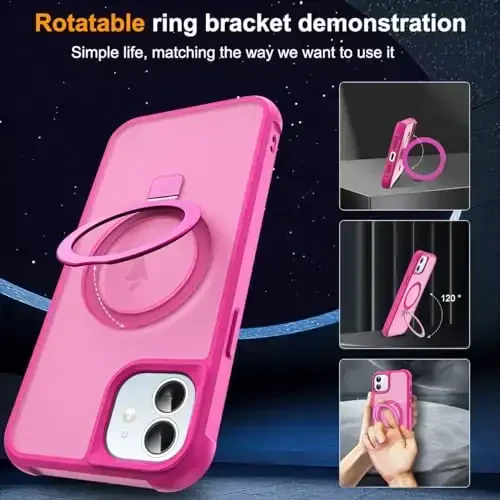 SKYLMW Compatible with iPhone 12 Case & iPhone 12 Pro Case with Invisible Magnetic O-Ring Stand Translucent Phone Cases 6.1