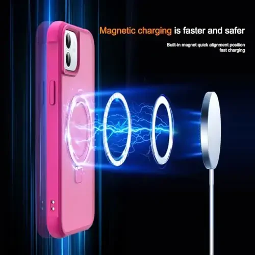 SKYLMW Compatible with iPhone 12 Case & iPhone 12 Pro Case with Invisible Magnetic O-Ring Stand Translucent Phone Cases 6.1