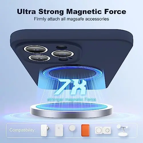SKYLMW Designed for iPhone 12 Pro Case with Magnetic Invisible Stand Compatible with Mag-Safe Military Drop Tested Shockproof Silicone Phone Cases Covers for Women Men 6.1'', Dark Blue - 3