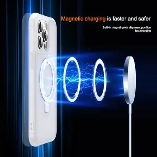 SKYLMW Compatible with iPhone 12 Pro Max Case & iPhone 13 Pro Max Case with Magnetic O-Ring Stand Phone Cases 6.7