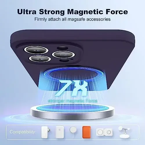 SKYLMW iPhone 12 Pro Max Pro uchun mo'ljallangan magnitli ko'rinmas stendli g'ilof, Mag-Safe bilan mos, harbiy standartlarda zarbaga chidamli silikon telefon g'iloflari ayollar va erkaklar uchun 6,7'', binafsha - 3