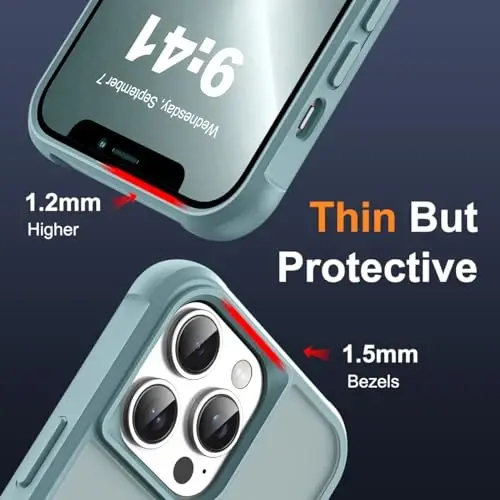 SKYLMW iPhone 12 Pro Max va iPhone 13 Pro Max uchun mos keladigan g'ilof, ko'rinmas magnit O-Ring stend bilan yarim shaffof telefon g'iloflari 6.7