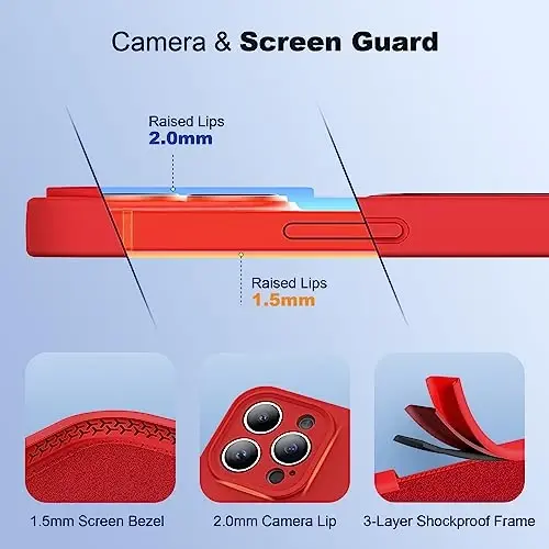 SKYLMW iPhone 12 Pro uchun magnitli ko'rinmas stendga ega g'ilof, Mag-Safe bilan mos, harbiy tomchiga chidamli zarbaga chidamli silikon telefon g'iloflari ayollar va erkaklar uchun 6.1'', Qizil - 4