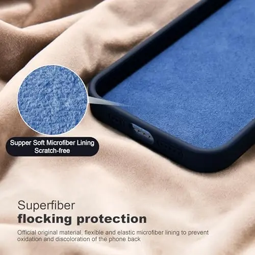 SKYLMW iPhone 12 uchun mo'ljallangan g'ilof, magnitli ko'rinmas stend bilan, Mag-Safe bilan mos, harbiy tomchiga chidamli, zarbaga chidamli silikon telefon g'iloflari ayollar va erkaklar uchun 6,1'', to'q ko'k - 5