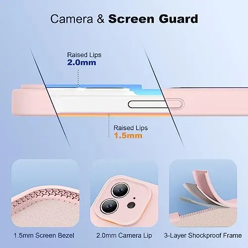 SKYLMW iPhone 12 uchun mo'ljallangan g'ilof, magnitli ko'rinmas stend, Mag-Safe bilan mos, harbiy darajadagi zarbalarga chidamli silikon korpus, ayollar va erkaklar uchun, 6.1 dyuym, pushti - 4