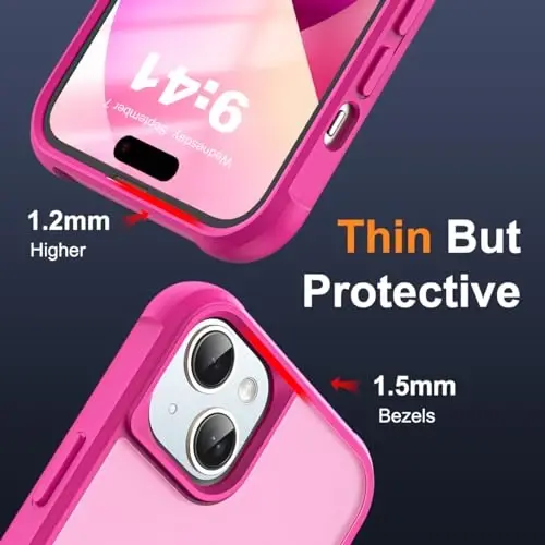 SKYLMW iPhone 13 Case & iPhone 14 Case bilan mos keladi, Ko'rinmas magnit O-Ring Stand bilan yarim shaffof telefon g'iloflari 13 & 14 6.1